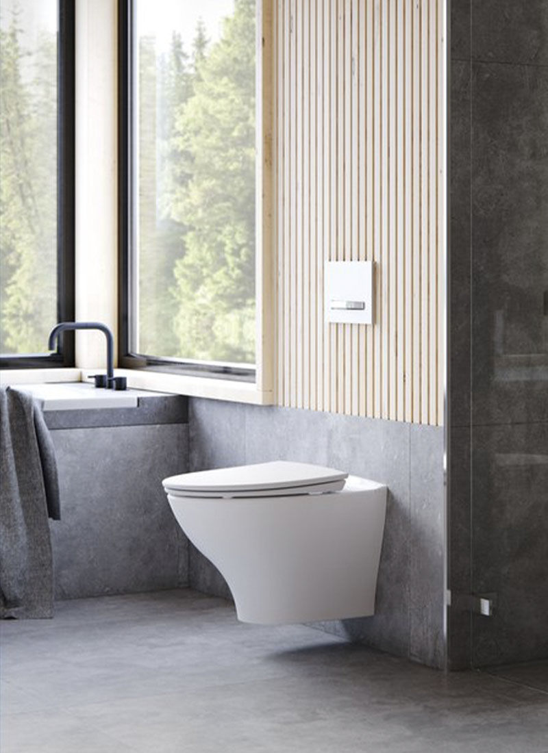 Porsgrund Bad Glow Rimfree 66 vegghengt toalett med åpen spylekant
